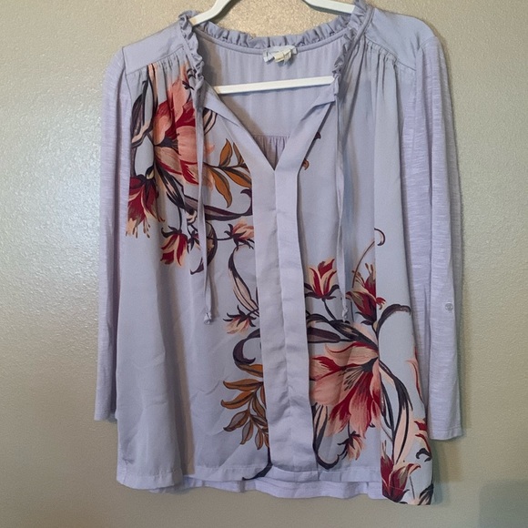 Anthropologie Meadow Rue tie neck mixed media top size M - Picture 1 of 4
